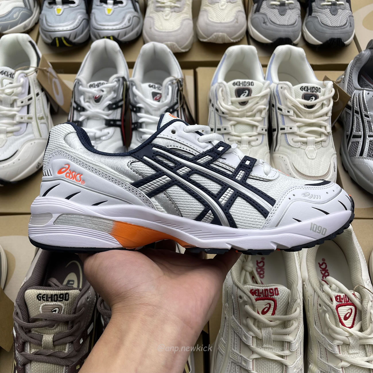 Asics Gel 1090 Grey Beige Birch French Blue White Sage Silver Cream Brown Silver Cream Gray Blue (16) - newkick.app